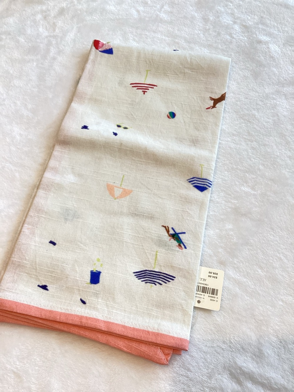 ⛱️Anthropologie Embroidered Dish Towel Seagull Beach Umbrella Dog Coastal Sea - Picture 6 of 6